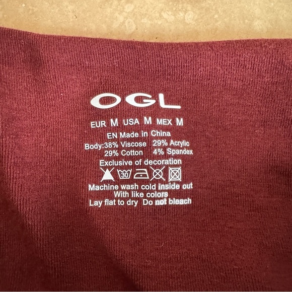 OGL Ruby Dark Red Scoop Neck Long Sleeve Ruffle Wrist Womens Size M Brami Midi - Picture 11 of 13